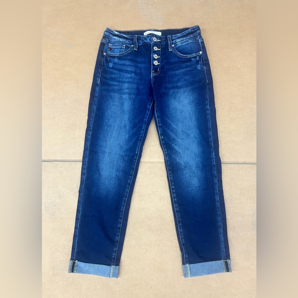 KanCan Boyfriend Mid Rise Button Fly Jeans Size 27
